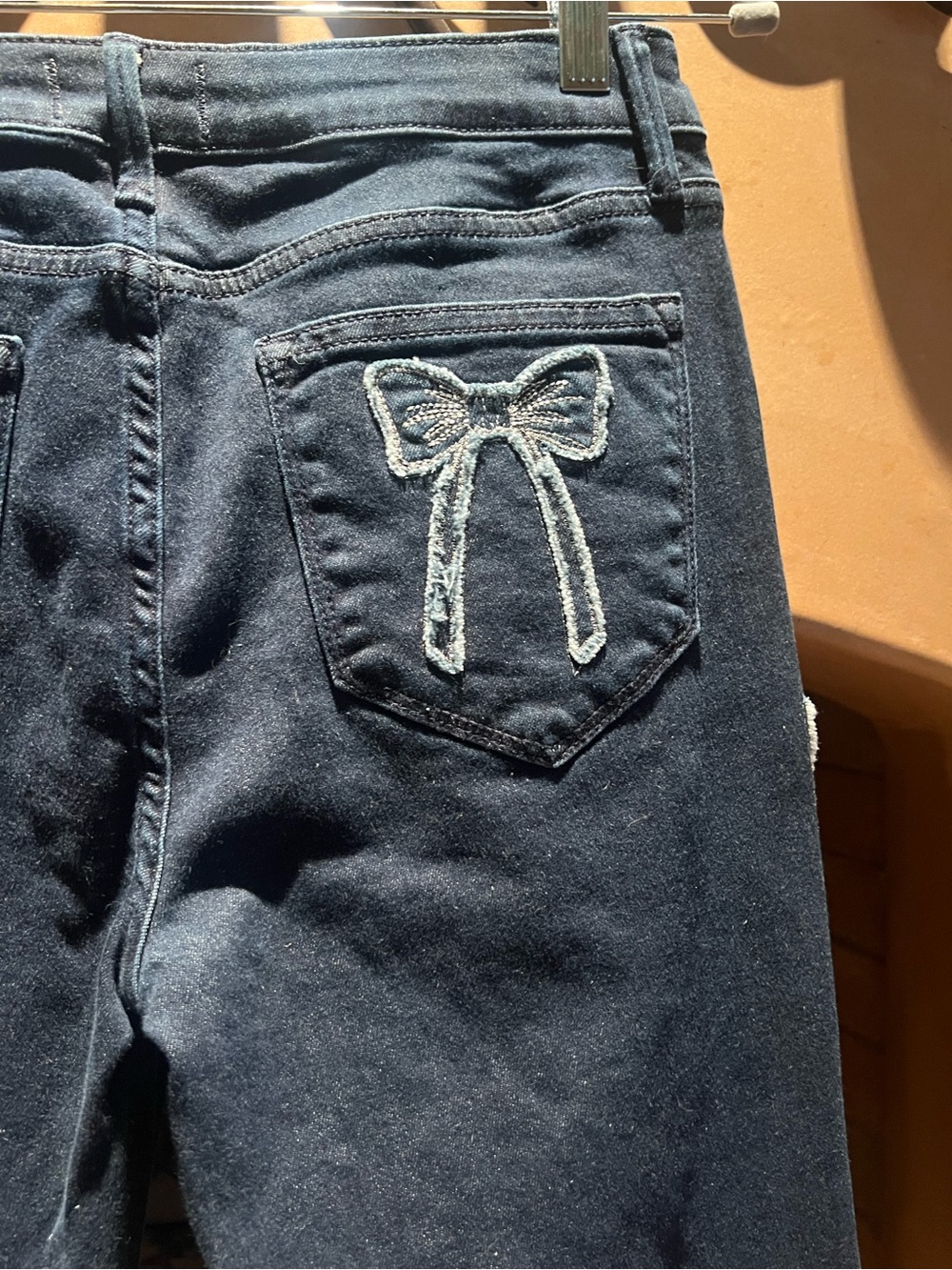 DRIFTWOOD Navy Washed Denim Jeans with bows accent - Picture 5 of 6
